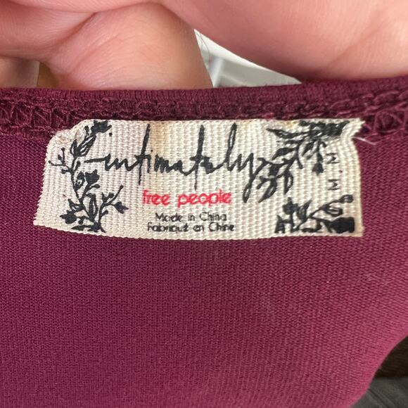 Intimately Free People Burgundy Square Neck Top Boho Coquette Romantic Medium - Picture 3 of 6